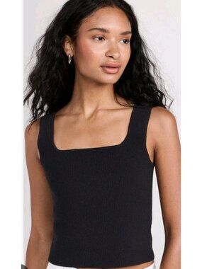 Reformation Julia Ribbed Sweater Tank Top Black Square Neck M Organic Cotton